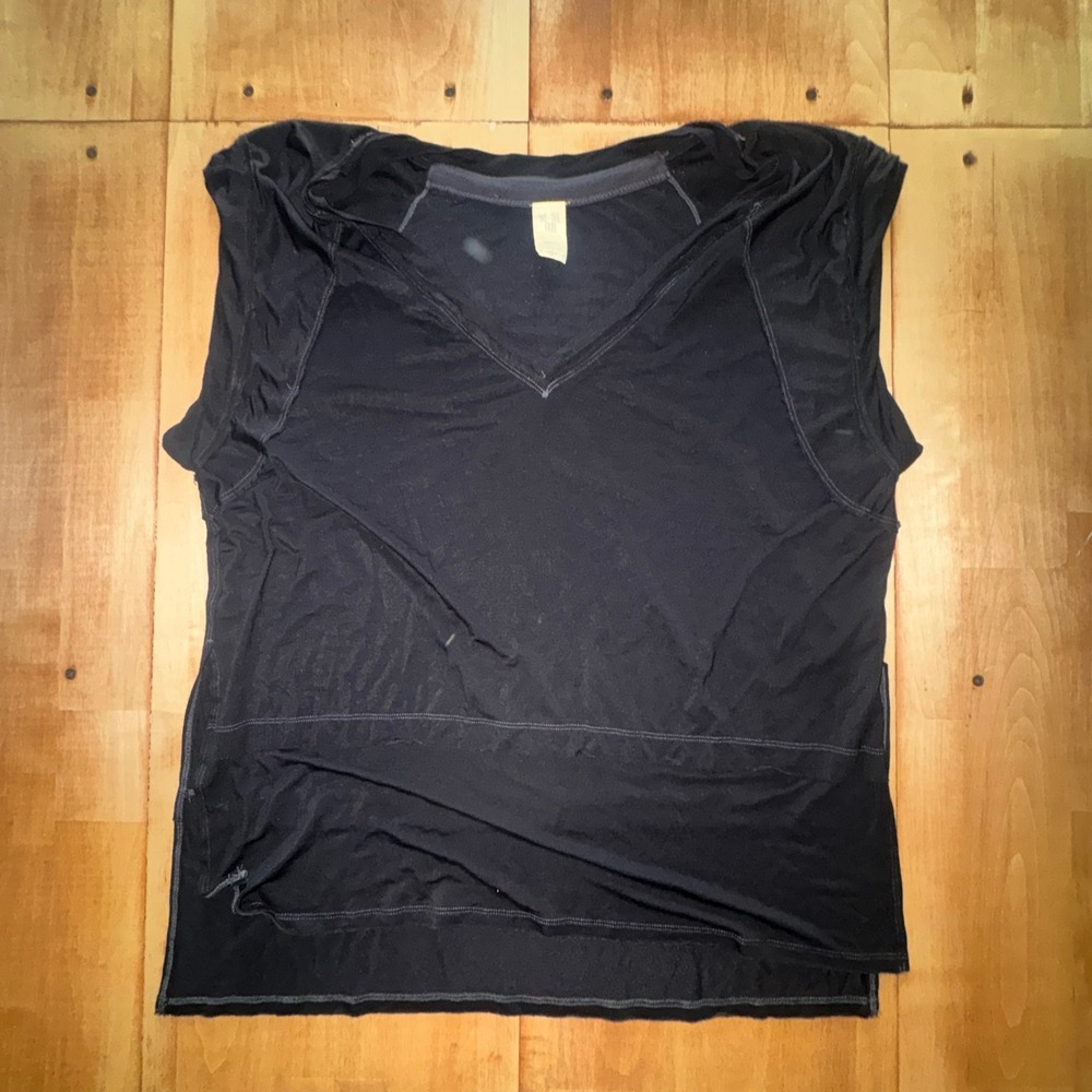 We‎ The Free Free People Black V-Neck Sleeveless Top Contrast Stitch Small